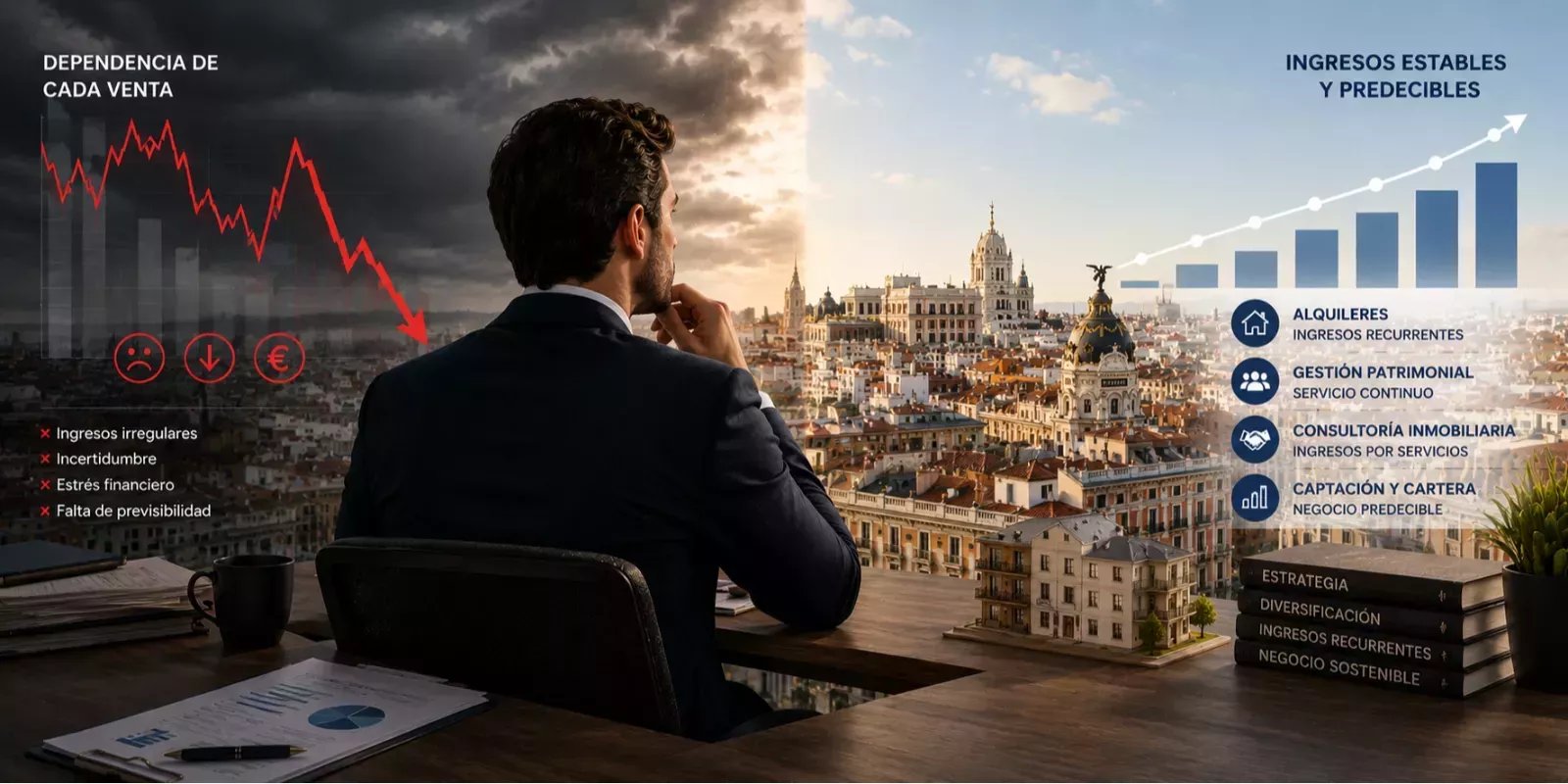 ¿Cómo conseguir ingresos más estables como agente inmobiliario en Madrid en 2026 sin depender de cada venta?  