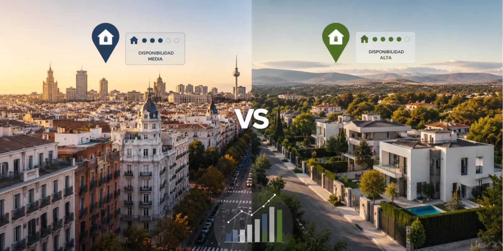 Madrid vs Las Rozas de Madrid: dónde hay más disponibilidad de vivienda hoy