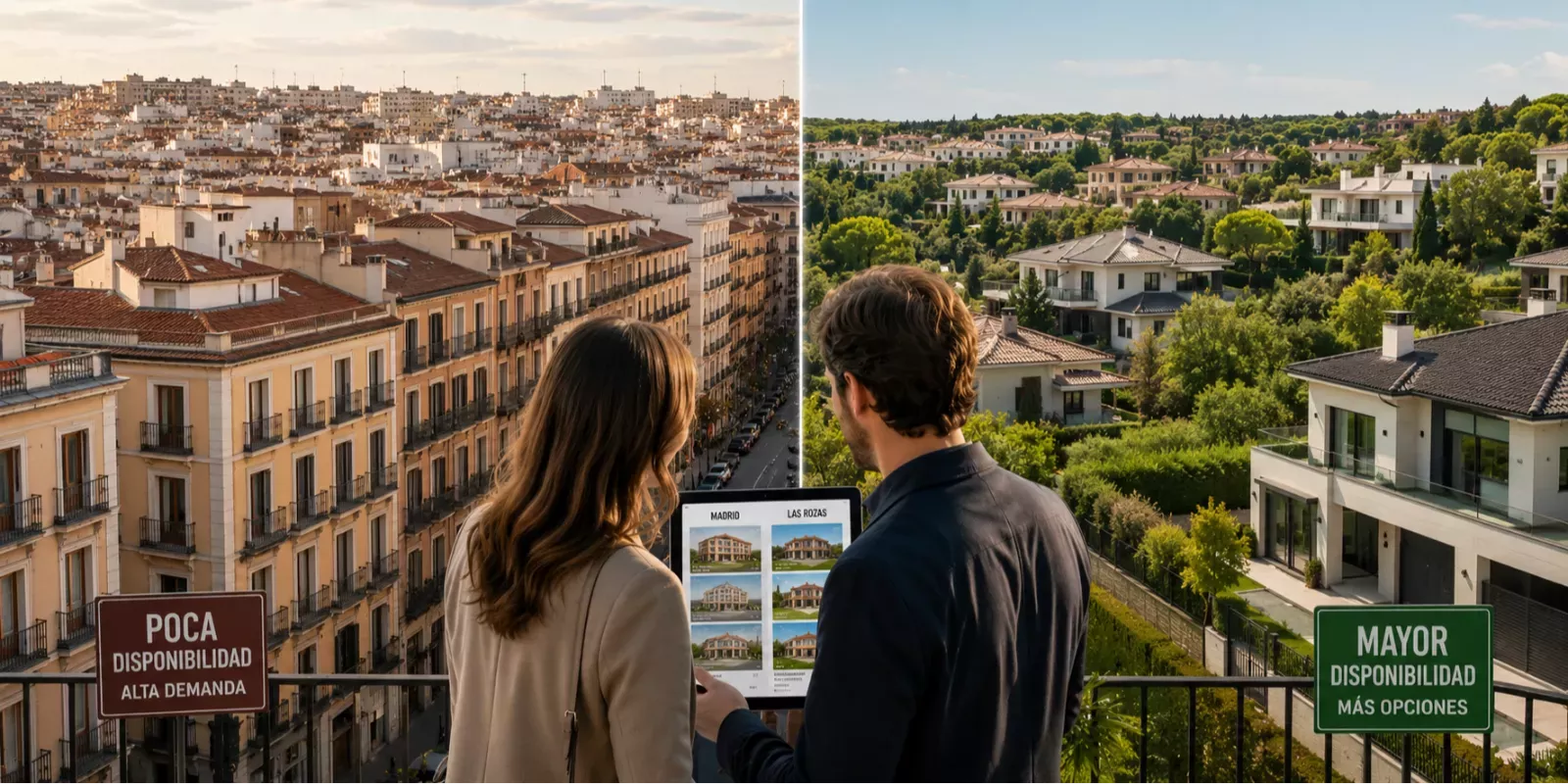 Comprar en Madrid o en Las Rozas: cómo cambia la disponibilidad inmobiliaria